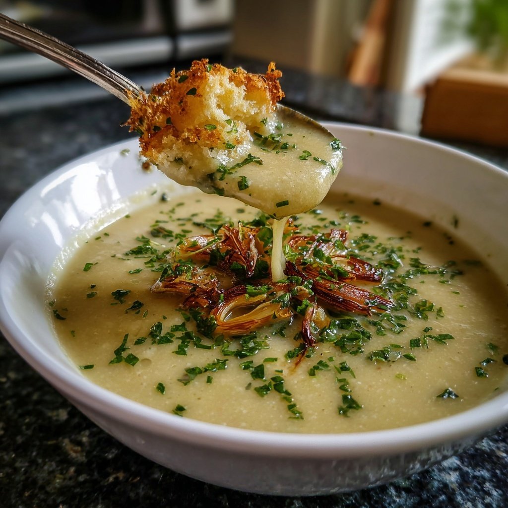 Blumenkohlsuppe mit Lauch und Knoblauch
