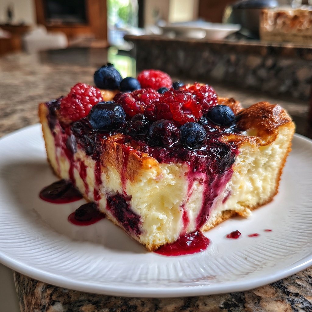Blechkuchen mit Vanillepudding und Beeren