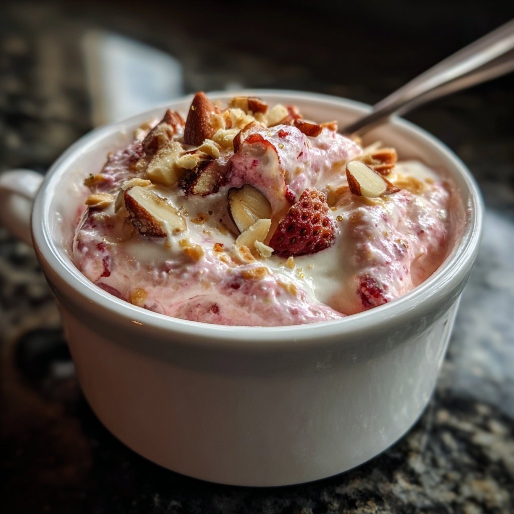 Erdbeer Quark Creme Mit Mandel Crunch