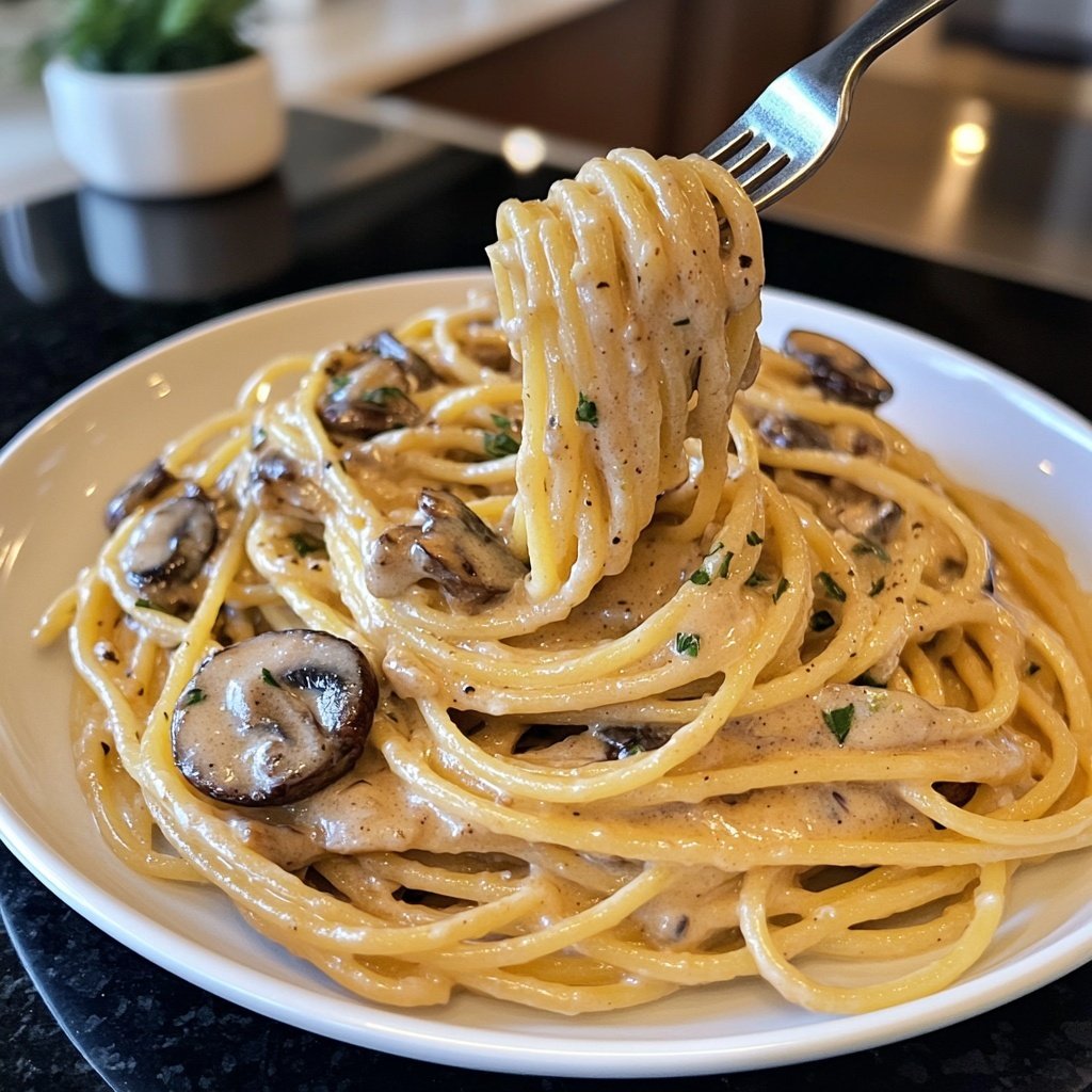Spaghetti mit cremiger Pilzsauce